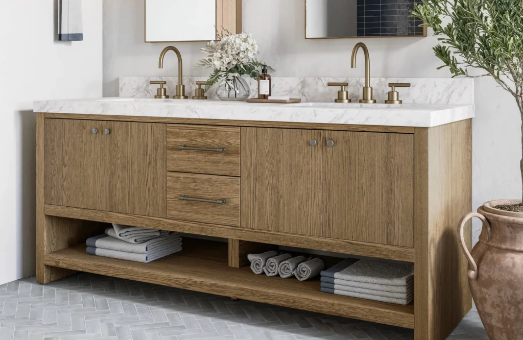 Wood Stone Material Choices for Bathroom Vanity Design